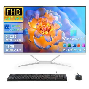 Dobioš^PC24^tHD/Win11/MSOffice2019/3Corei7/16GB/SSD512GB/WIFI/USB2.0/HDMI/ݒσL[{[hƃ}EXť^p\R