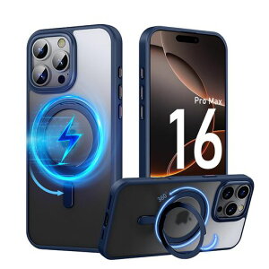 PRODELI�P�[�XForiPhone16ProMax��p�J�o�[360°��]�X�^���hMagSafe�Ή��ČRMIL�K�i�ϏՌ��w��h�~���C�����X�[�d�Ή������h�~�����Y�ی�C�菝�h�~�}�b�g�������O�}�O�l�b�g����