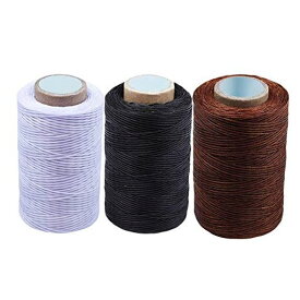 RMTIME 蝋引き糸 ロウ引き糸 ワックスコード 手縫い 編み 手芸 紐 DIY レザークラフト 糸 ろう引き糸 蝋引き紐 よく使うカラー3個セット 1MM直径 長さ250M 初心者
