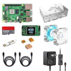 TRASKIT Starter Kit for Raspberry Pi 4B /ラズベリーパイ4B 8GB 技適マーク付/SDカード128GB NOOBSプリインストール/透明ケース/5.1V/3A Type-C