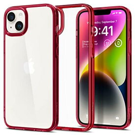 SPIGEN IPHONE14PLUS ケース 衝撃吸収 耐衝撃 ストラップホール付き 米軍MIL規格取得 黄変なし TPU バンパーケース 2重構造 すり傷防止 ワイヤレス充電対応 ウルトラ・ハイブリッド ACS04896 (レッド・クリスタル)