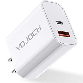 YOJOCK PD 充電器 20WUSB充電器 TYPE-C PD&QC3.0対応TYPE C 急速充電器 2ポート USB-A USB-C ACアダプター【PD&QC3.0対応 PSE認証済】携帯充電器 IPHONE