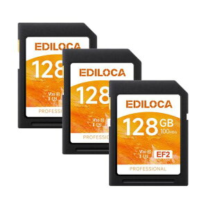 EdilocaEF2�y3���Z�b�g�z128GBSD�J�[�hUHS-IClass10U3V30�����ő�ǎ摬�x100MB/s�ő发�����x90MB/s�������J�[�h4K/�t��HD�Ή�