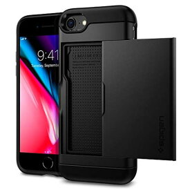 SPIGEN IPHONE SE3 SE2 ケース 手帳型 IPHONE8/7用 カード 収納 MIL規格取得 耐衝撃 指紋/傷防止 衝撃 吸収 ワイヤレス充電 スリム・アーマー CS 042CS20455 (ブラック)