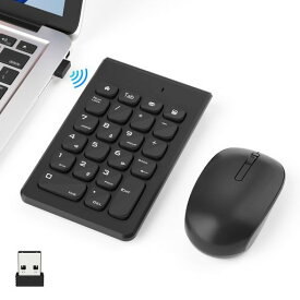 テンキー マウス ワイヤレス セット、USB受信機能付き 22キー2.4G ワイヤレスマウス テンキー セットはラップトップ、デスクトップPC、ノートブックに対応可能です。ただ一つのUSBポートを使って、ワイヤレス マウス テンキーに接続できます