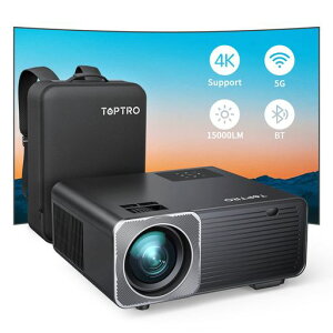 TOPTRO�v���W�F�N�^�[5GWIFI�z�[���v���W�F�N�^�[���P�x15000LM4K�Ή��v���W�F�N�^�[1920x1080p�𑜓x4D&4�ʑ�`�␳50%�Y�[�����^�v���W�F�N�^�[�ƒ�p���ʃz�[���V�A�[������WIFI