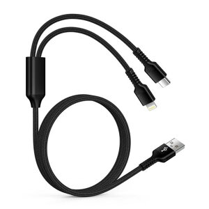 [���C�g�j���O�P�[�u��+Type-C�P�[�u��] 2in1�[�d�P�[�u�� USB to Lightning&Type-C 2�䓯���}���[�d 1.2M �}���` ��҃P�[�u�� ���C�g�j���O USB-C �A�C�t�H�� �A���h���C�h �����Ή� iPhone
