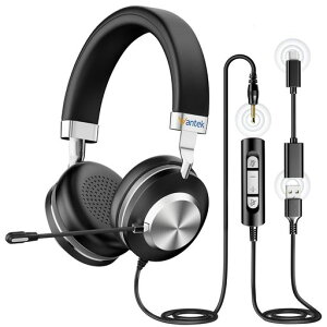 Wantek�A�b�v�O���[�h�w�b�h�Z�b�gUSBType-C3.5mm�����V�^�m�C�Y�L�����Z�����O�}�C�N�t���L���R���g���[��PC�p�w�b�h�z��