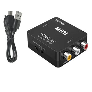 HDMI to AV �R���o�[�^�[�ARCA�ϊ��A�_�v�^ 1080P�Ή� HDMI����A�i���O�ɕϊ��A�_�v�^ �����]�� �f�X�N�g�b�v/�Z�b�g�g�b�v�{�b�N�X/PS 3/9 S 4/PS 5/PC�ȂǕt��USB���d�P�[�u��(�u���b�N)