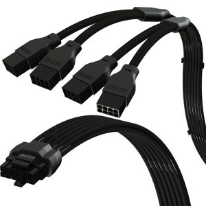 LINKUP - AVA 600W PCIE 5.0 16�s��(12+4�s��)�n�C�J�����g�d���P�[�u�� | 16AWG�A���`�A�͂񂾕t���A�X���[�u�^�C�v | 4x8�s�� PCIE 4.0 PSU �p | RTX50�ERTX40�ERTX30 FE GPUs