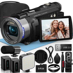 NBD5K4800����f�r�f�I�J�����y���y�ʁz16�{�Y�[��3.0�C���`270°�t���b�v�X�N���[��|�I�[�g�t�H�[�J�X�E��Ԃ�␳|WiFi�@�\|64GBTF�J�[�h&2�̃o�b�e���[�t��(�u���b�N)