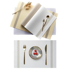 GreenGeeランチョンマット4枚セットリバーシブル30x45cm四角PVC製テーブルマット食卓飾り防汚断熱水洗いOKお手入れ簡単滑り止め摩擦耐える華やか雰囲気プレースマット家庭用レストラン