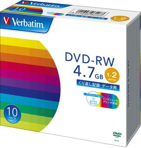 Verbatim�o�[�x�C�^���f�[�^�pDVD-RW����Ԃ��L�^4.7GB10���z���C�g�v�����^�u��1-2�{��DHW47NP10V1