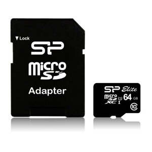 �V���R���p���[microSD�J�[�h64GBclass10UHS-1�Ή��ő�Ǎ�85MB/s�A�_�v�^�t�i�u���b�NSP064GBSTXBU1V10SP