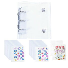 RichPeachシール帳高デザイン性クリスタル外装でA8サイズバインダーはがせるリフィル20枚+PPシート2枚付きキーホルダー穴付き3層構造コラージュノートシールバインダー(透明)