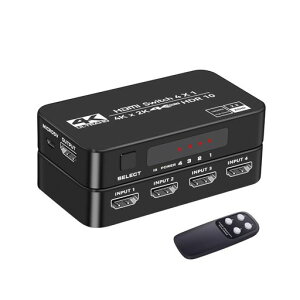 HDMI �ؑ֊� 4K@60Hz HDMI�Z���N�^�[ 4����1�o�� �n�u HDM I 2.0b�Ή� �ؑ֊� HDCP2.2 HDR10 3D 18Gbps�����R���t�� �����E�蓮�ؑ։\