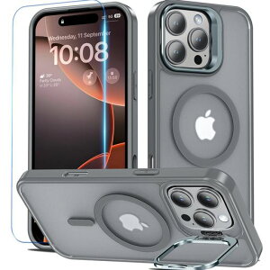 BESINPO IPHONE 16 PRO MAX �P�[�X [�K���X�t�B�����t���EMAGSAFE�Ή��E�X�^���h�@�\] �A�C�t�H��16�v���}�b�N�X �P�[�X �c�����Ή� �����\ ������ ���΂݂Ȃ� �w��h�~ ��PHONE16PROMAX �P�[�X �ČR�c