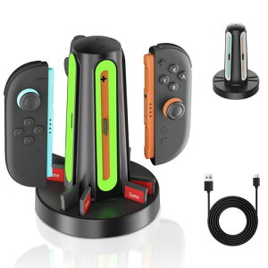 �X�C�b�`2Joycon��p�[�d�h�b�NAOJAKISwitch2�R���g���[���[Switch2�h�b�N�X�C�b�`2�h�b�N�ő�4�䓯��2���ԋ}���[�d|�}�O�l�b�g����|LED&�����ʒm|�ی�`�b�v����|����~�ߕt���X�^���h