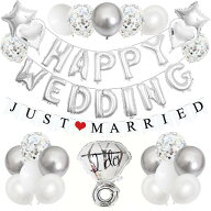 BTZO ウェディング 風船 バルーン 結婚式 飾り happy wedding ガーランド 飾り付け ダイヤモンド 装飾 シ…