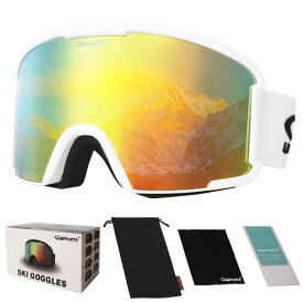[OUTDOORSPARTA]大人用スキーゴーグル(4、白色枠、レンズ全面金メッキ)
