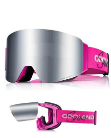 [Odoland]跳ね上げ式スキーゴーグル磁気式フリップアップ式スキーゴーグルOTG眼鏡対応UV400VLT15%曇り止め通気超広視野耐衝撃スノーボードゴーグル男性用女性用大人ユース用(ローズフレーム…