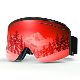 [VCOROS]スキーゴーグルスノボゴーグルレディース/メンズ男女兼用メガネ対応ゴーグルスキー用のスノーゴーグルOTGUV400保護ダブルレンズ防風/防雪/曇り防止滑り止めベルト軽量耐衝撃(黒枠-…