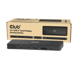 Club 3D 14-in-1 USB Type-C 4��ʃf�B�X�v���C �h�b�L���O�X�e�[�V���� 4x 4K60Hz (2x HDMI 2x DisplayPort) / USB C 2x 10Gbps 1x 5Gbps / USB A 1