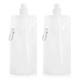 TVETE ソフトボトル 折りたたみ式 ウォーターボトル 水筒 480ml【2個セット】透明 超軽量 スポーツボト ル カラビナ付 柔軟な 折り畳み水筒 漏れ防止 水分補給 再利用可能 アウトドアスポー…