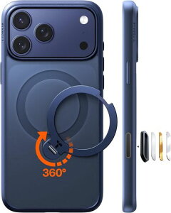 TORRAS iPhone 17 Pro Max �p �P�[�X�y���@�\��́E360°�V��_��]�X�^���h�z Magsafe�Ή� �yOstand Q3 Spin�z���ϋv�� �ϏՌ� �[���}�C���X�^���h �����O �c�����Ή� �}�O�l�b�g���� �}���[�d�Ή�