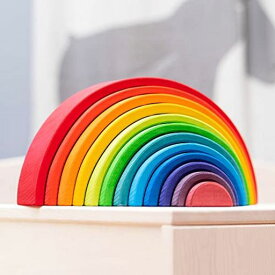 グリムGRIMM’S 玩具 おもちゃ 知育玩具 積み木 インテリア 見立て遊び 虹 レインボー 高さ18×幅38×奥行7CM 虹色トンネル 特大