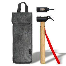 【ヘッド強化版】GSONペグハンマー収納袋・安全ストラップ付き滑り止めペグ抜きペグ打ちペグ引き多機能ハンマー「真鍮+鋳鋼+木製ハンドル」鍛造テントハンマー持ち運び易いキャンプハ…