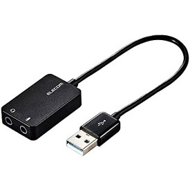エレコム USBオーディオ変換アダプタ Φ3.5MM USB TO ステレオミニジャック 3極 4極 対応 ノイズ解消 ケーブルタイプ 0.15M ブラック USB-AADC02BK