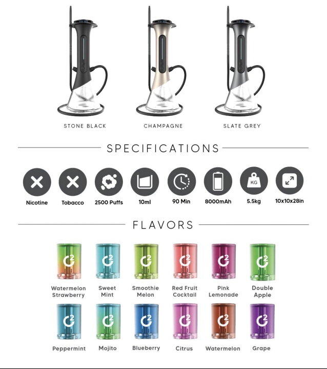 楽天市場】シーシャ C2 Hookah Premium Electric Hookah 電動シーシャ 