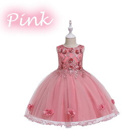 子供ドレス キッズドレス こども 七五三 結婚式 ピアノ発表会 ドレス ワンピース 女の子 フォーマル プリンセス ジュニアドレス レッド シャンパン グレー 赤 ピンク 発表会 ドレス 花いっぱい チュールスカート