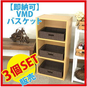 かご 即納可 3個セット カゴ バスケット 収納ケース かご カラーボックス インナーボックス 3H404D w36 d26 h10cm