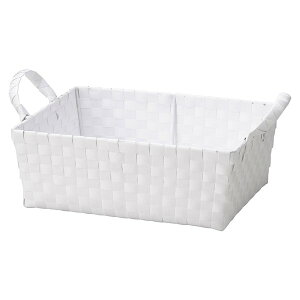 かご 即納可 カゴ バスケット 収納 把手付 トイレ 洗面 ランドリー CH619W w33 d25 h12(18)cm