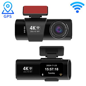 ドライブレコーダー 前後カメラ 4Kフロント 1080Pリア WiFi付き スマホ連携 外付けGPSモジュール対応 常時録画 Gセンサー 衝撃録画 24時間駐車監視 暗視機能 WDR画像補正 小型 ドラレコ 車載カメ