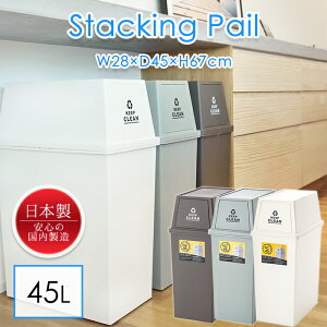 ダストボックス ゴミ箱 45L 積み重ね可 フラップ スタッキングペール 蓋付き 開閉 キッチン くずかご くず入れ