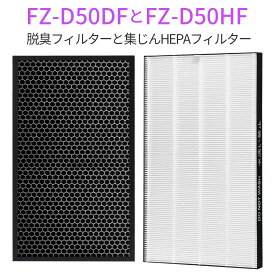 FZ-D50HF FZ-D50DF シャープ 集じんフィルター fz-d50hf 脱臭フィルター fz-d50df FZ-F50DF 加湿空気清浄機 フィルター KC-F50 KC-D50 KC-E50 KC-50E1 KC-50E2 KC-50TH1 KC-500Y6 KC-500Y7 KI-S50 KI-GS50 KI-JS50 KI-LS50 交換用フィルターセット (互換品/2枚セット)