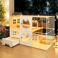 猫 ケージ トイレ付き猫用 室内猫小屋 快適なスペース 室内用ペット用品特大キャットケージ キャットヴィ…