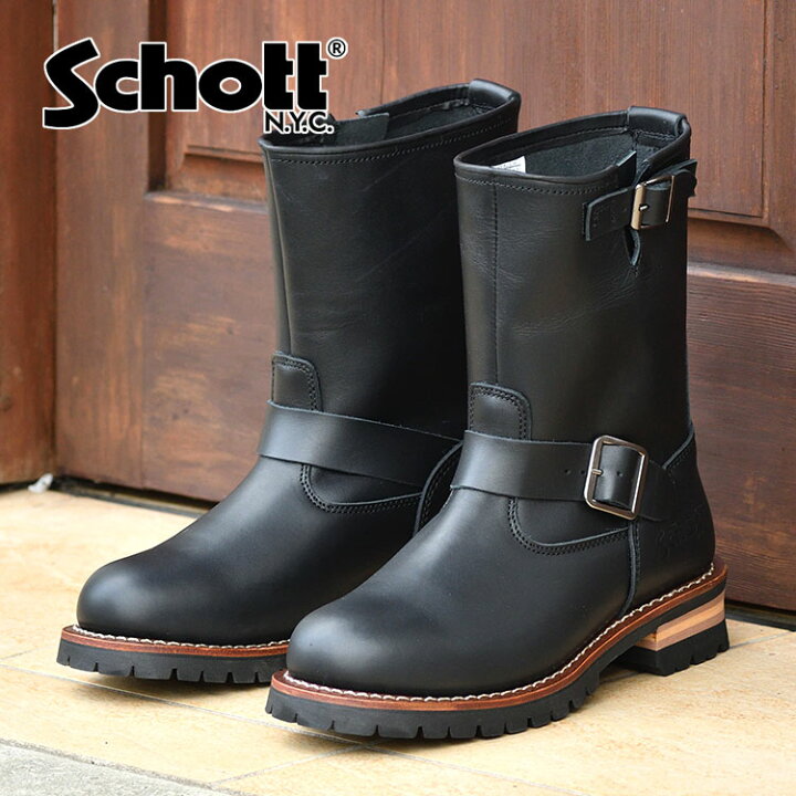楽天市場】ショット エンジニアブーツ ブラック レザー ロング Schott 