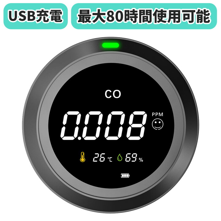 楽天市場 一酸化炭素チェッカー キャンプ用 一酸化炭素 中毒 警報器 キャンプ 車中泊 冬キャン サウナ 防災 充電式 温度 湿度 海外トレンドスタイル