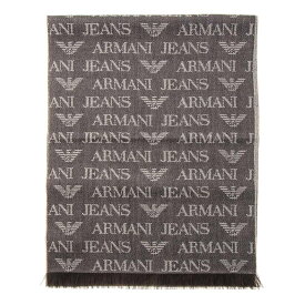 アルマーニジーンズ ARMANI JEANS マフラー メンズ イーグルロゴ ロゴ柄 ウール ブラウン/ベージュ 送料無料/込 卒業祝入学祝プレゼント