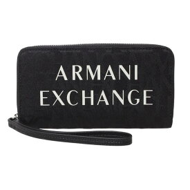 アルマーニエクスチェンジ ARMANI EXCHANGE 長財布 ロングウォレット メンズ レディース ユニセックス ラウンドファスナー ロゴ柄 ストラップ BLACK 送料無料/込 父の日ギフト