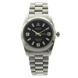 エルジン ELGIN 腕時計 メンズ ブラック シルバー 送料無料/込 父の日ギフト