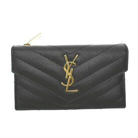 サンローラン SAINT LAURENT コインケース フラグメントケース カードケース レディース ロゴ レザー ステッチ ブラック系 YSL CREDIT CARD HOLD 送料無料/込 父の日ギフト