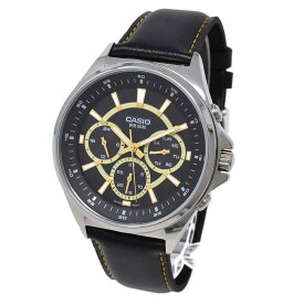 カシオ CASIO 腕時計 メンズ アナログ レザーベルト カレンダー グレー×ブラック STANDARD スタンダード 送料無料/込 父の日ギフト