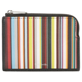 ポールスミス Paul Smith コインケース カードケース 小銭入れ メンズ レザー ロゴ ストライプ柄 マルチストライプ、ブラック×シルバー 送料無料/込 父の日ギフト