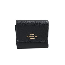 コーチ COACH 三つ折り財布 ミニ財布 レディース レザー ロゴ シンプル グラファイト/ブラック ブラック 送料無料/込 父の日ギフト