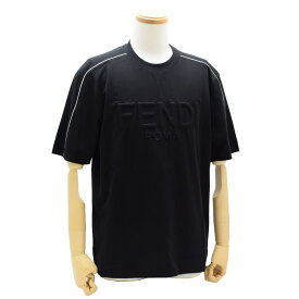 フェンディ FENDI Tシャツ カットソー メンズ クルーネック 半袖 ライン NERO Mサイズ 送料無料/込 父の日ギフト